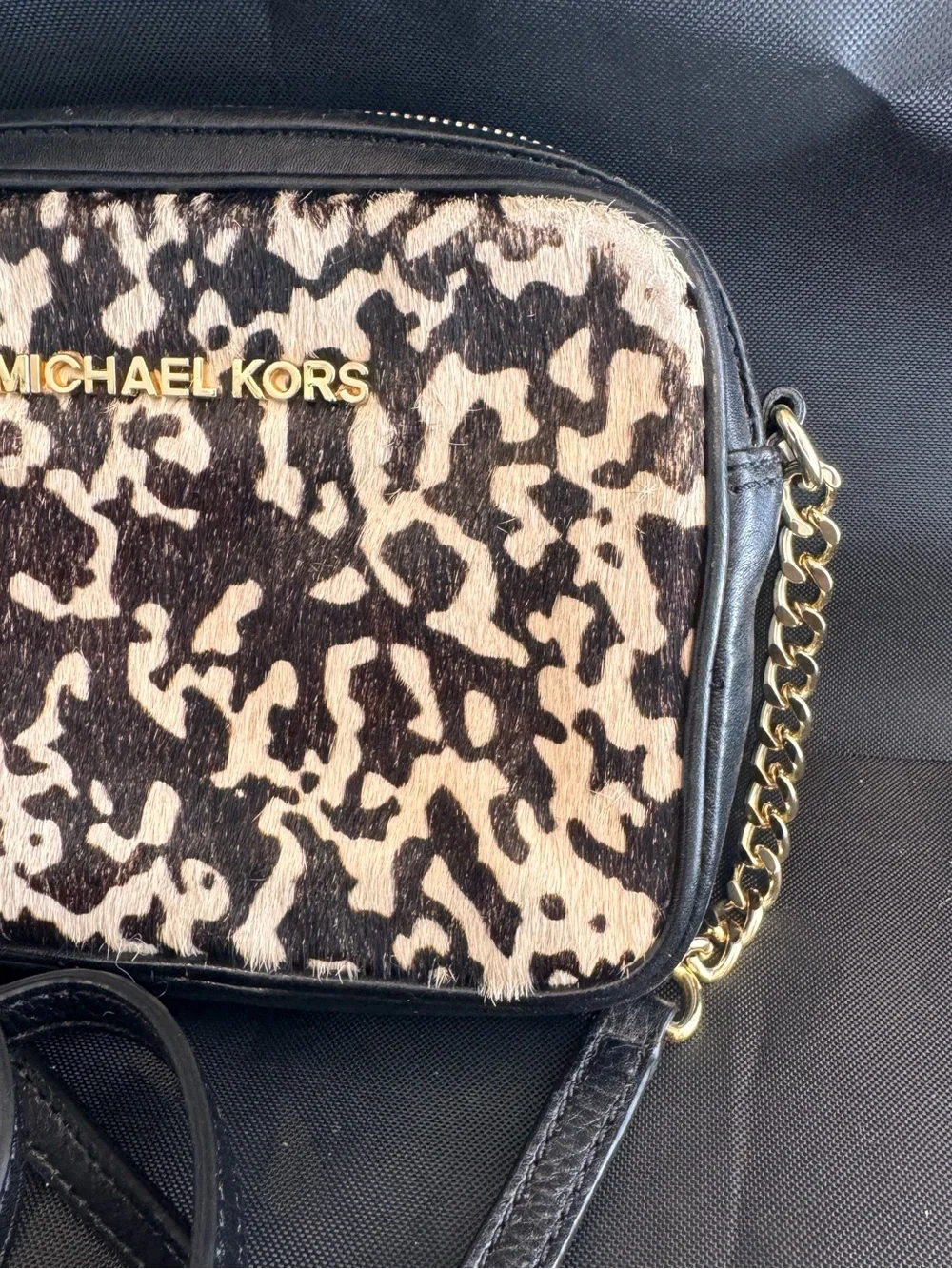 Michael Kors Jet Set Medium Leopard & Calf Hair Crossbody Bag